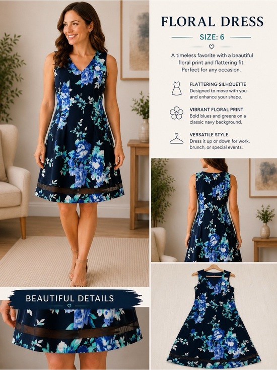 Dresses & Skirts - 💙 Beautiful V-Neck Dress with Blue Floral Print